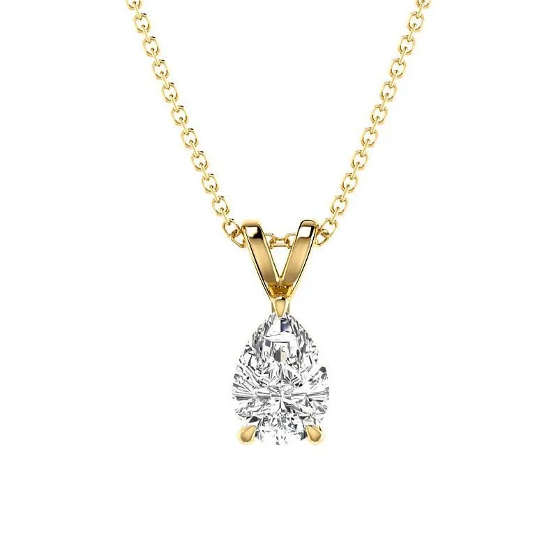 0.50-3.00 CT Pear Cut Lab Grown Diamonds - Solitaire Pendant