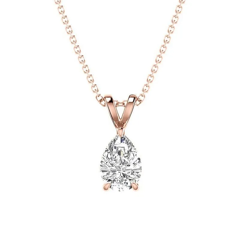 0.50-3.00 CT Pear Cut Lab Grown Diamonds - Solitaire Pendant