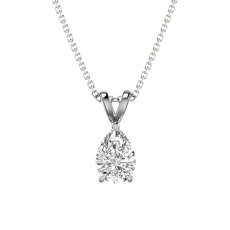 0.50-3.00 CT Pear Cut Lab Grown Diamonds - Solitaire Pendant