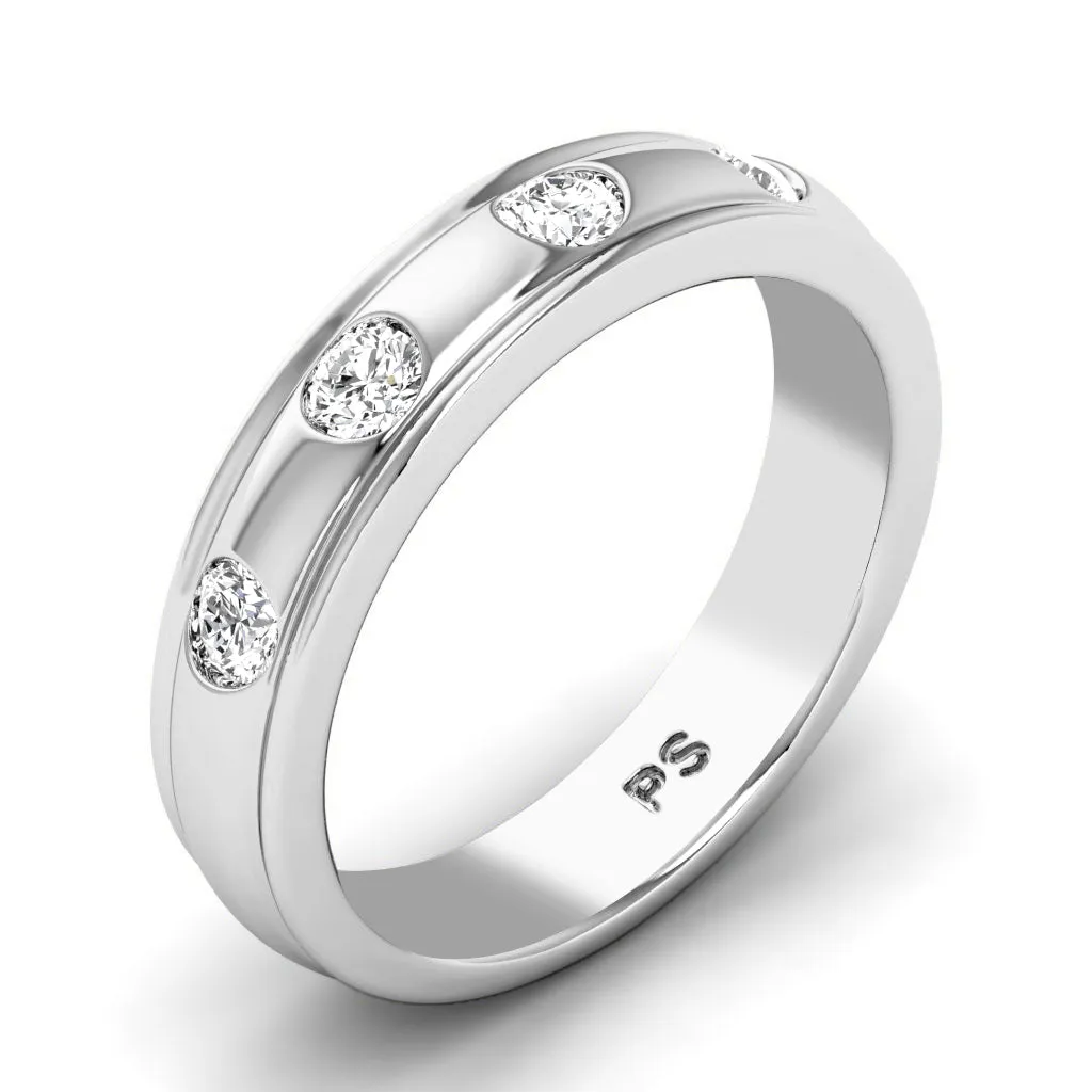 0.50 CT Round Cut Lab Grown Diamonds - Mens Wedding Band