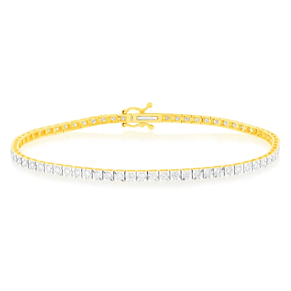 1 Carat Luminesce Lab Grown Diamond Tennis Bracelet in 9ct Yellow Gold