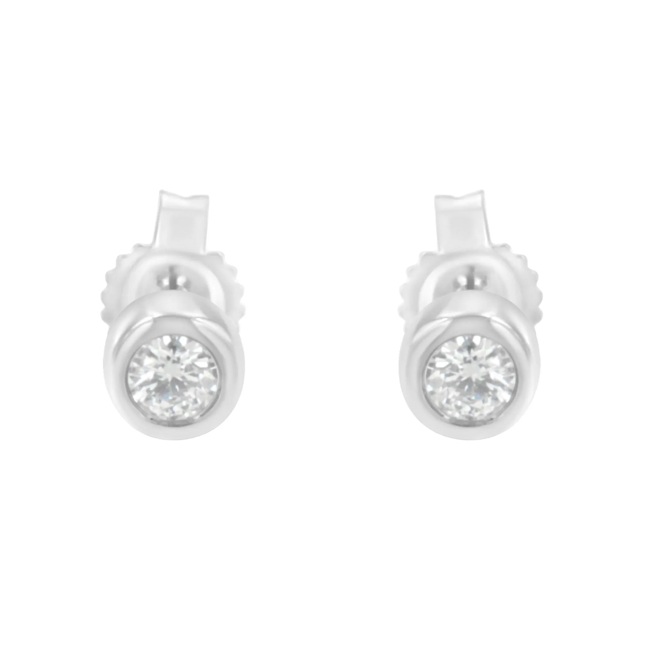 10K Gold 0.15 Cttw Round Brilliant-Cut Near Colorless Diamond Bezel-Set Stud Earrings (H-I Color, I1-I2 Clarity)