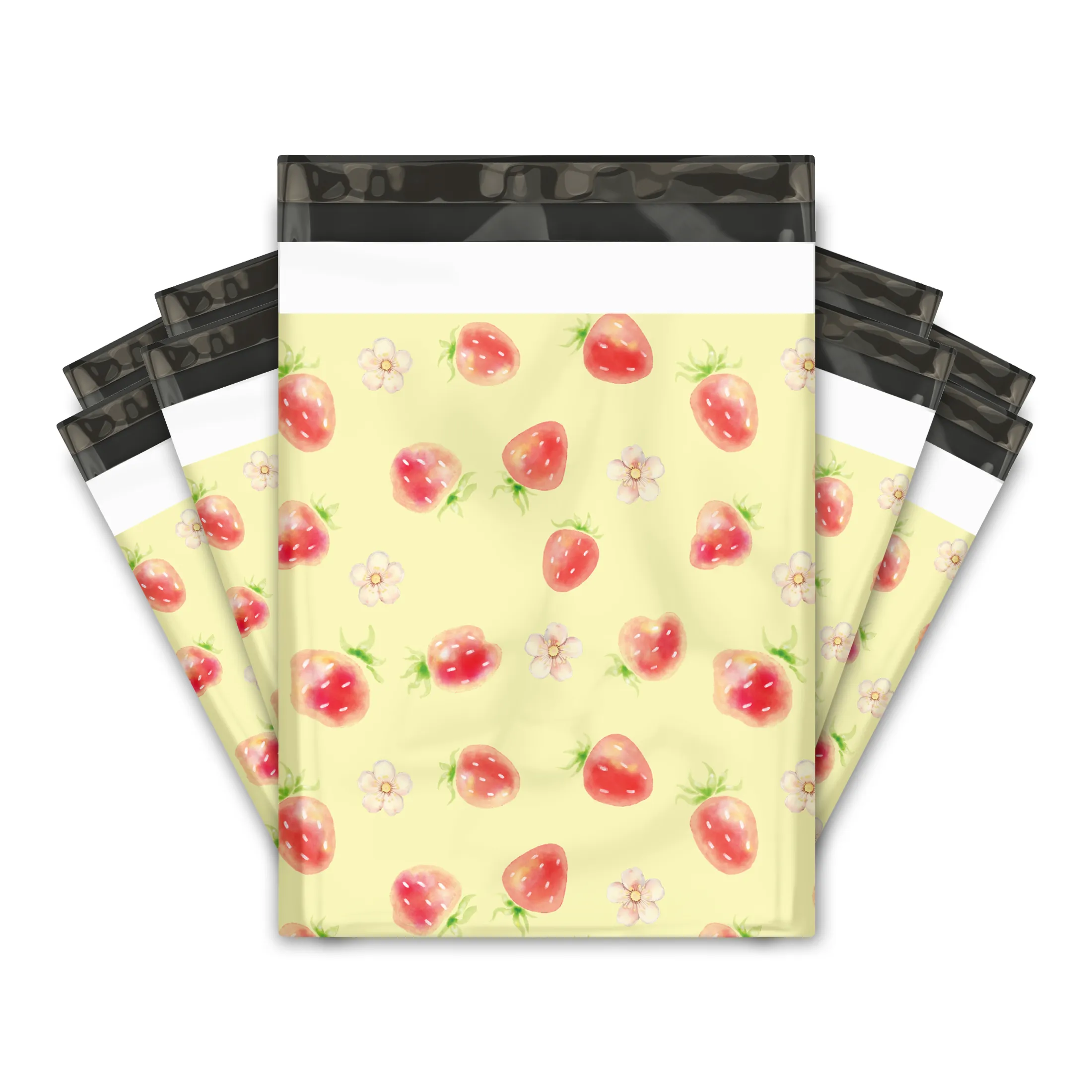 10x13 Watercolor Strawberries Designer Poly Mailers Shipping Envelopes Premium Printed Bags