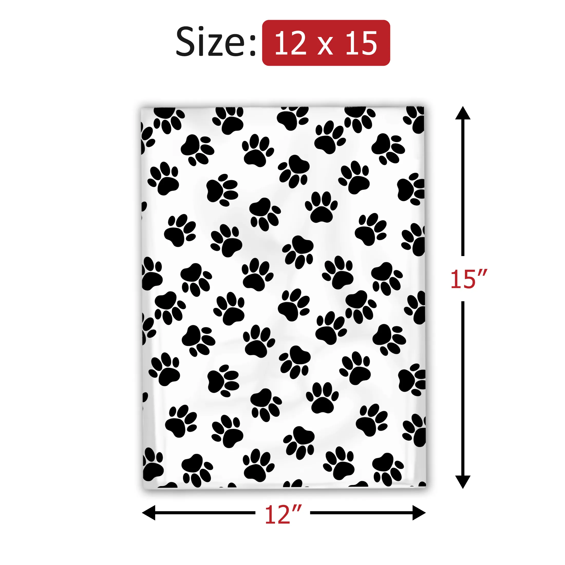 12x15 Paw Prints Designer Poly Mailers Shipping Envelopes Premium Printed Bags