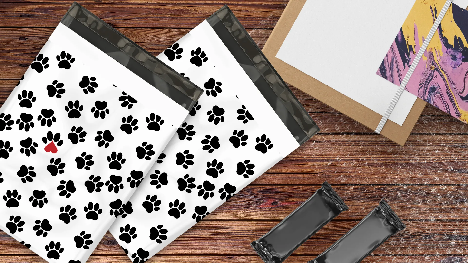 12x15 Paw Prints Designer Poly Mailers Shipping Envelopes Premium Printed Bags