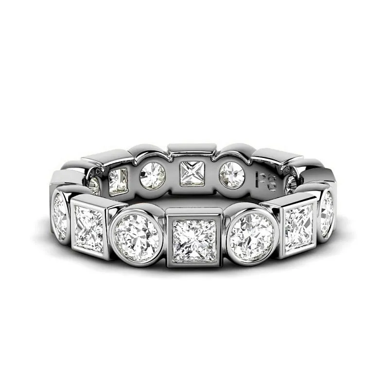 1.50 CT Round & Princess Cut Lab Grown Diamonds - Eternity Ring