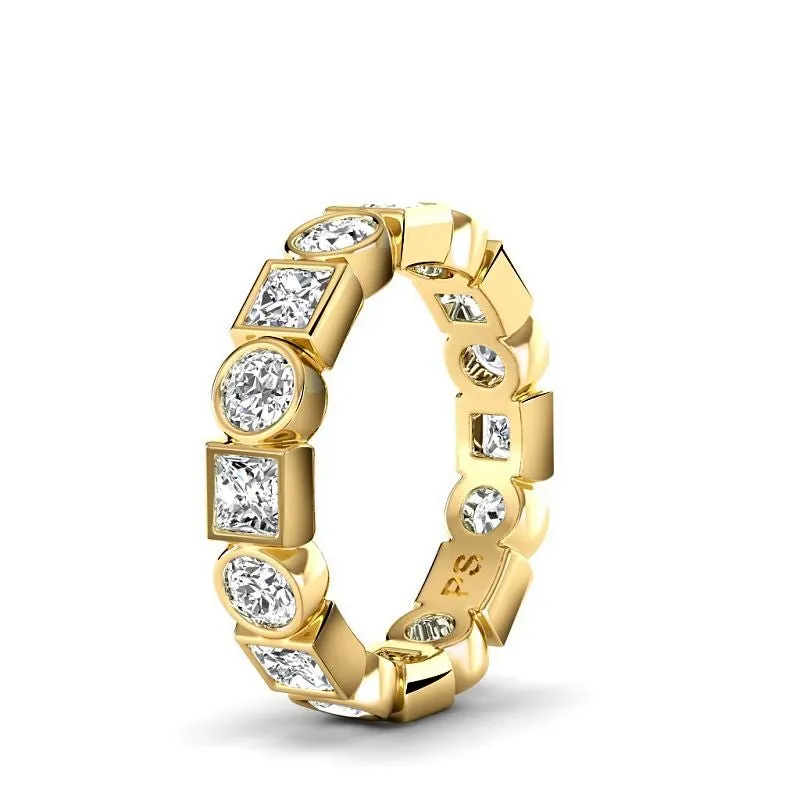 1.50 CT Round & Princess Cut Lab Grown Diamonds - Eternity Ring