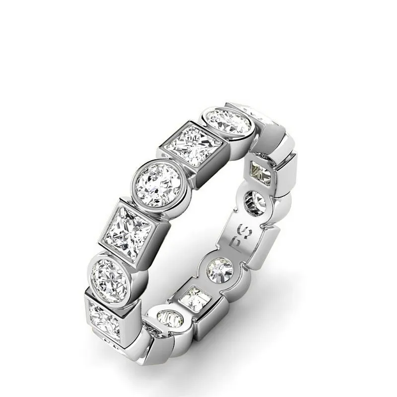 1.50 CT Round & Princess Cut Lab Grown Diamonds - Eternity Ring