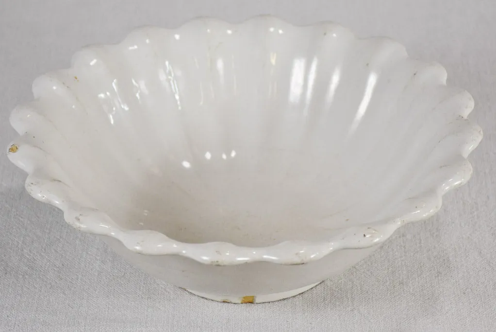 18th-century ironstone bowl with rippled edge 11¾"