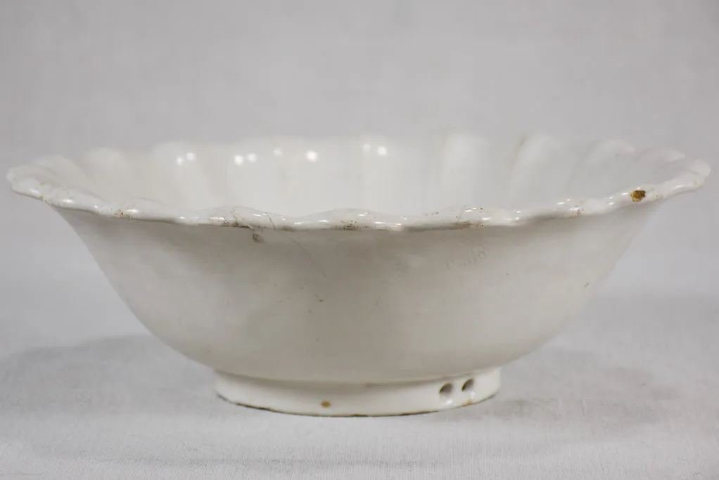 18th-century ironstone bowl with rippled edge 11¾"