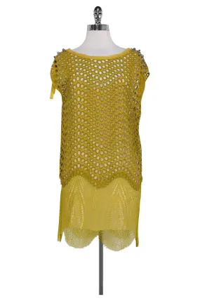 3.1 Phillip Lim - Mustard Yellow Eyelet Lace Dress Sz 0