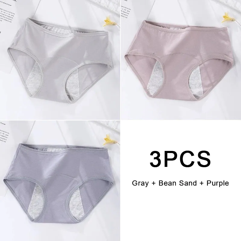 3PCS/set Women's Menstrual Briefs Leakproof Underwear