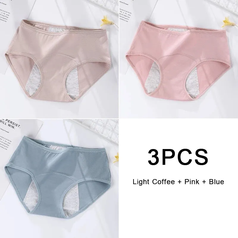 3PCS/set Women's Menstrual Briefs Leakproof Underwear