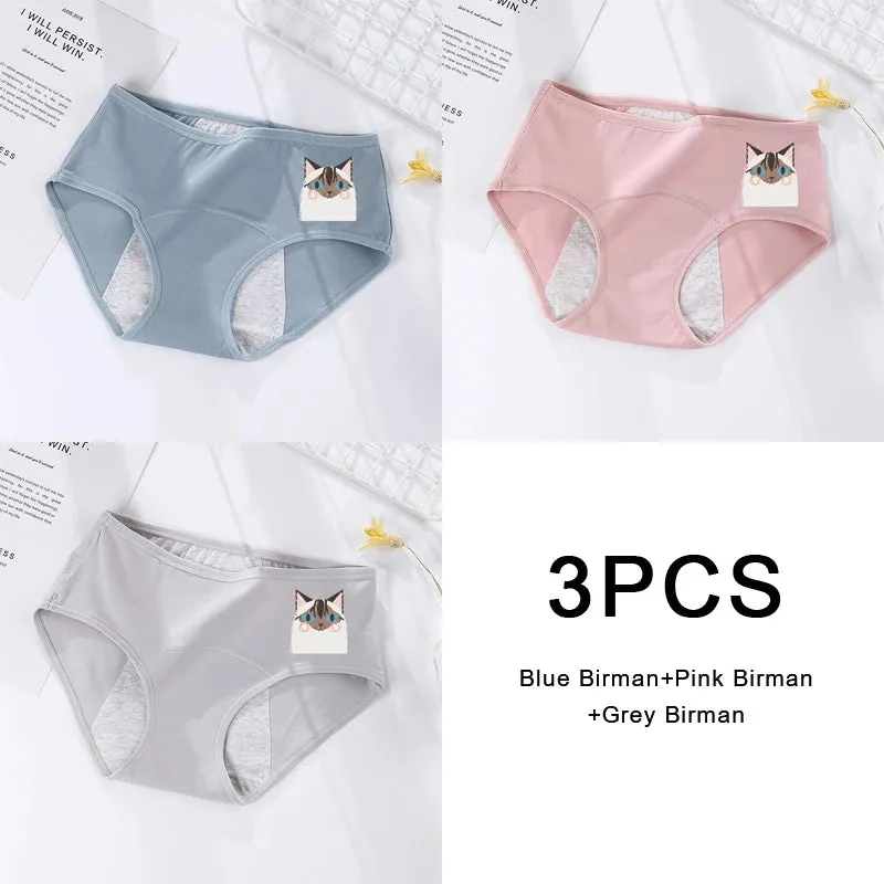 3PCS/set Women's Menstrual Briefs Leakproof Underwear