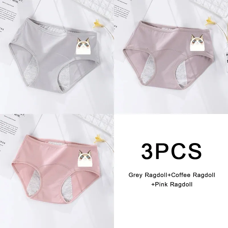 3PCS/set Women's Menstrual Briefs Leakproof Underwear