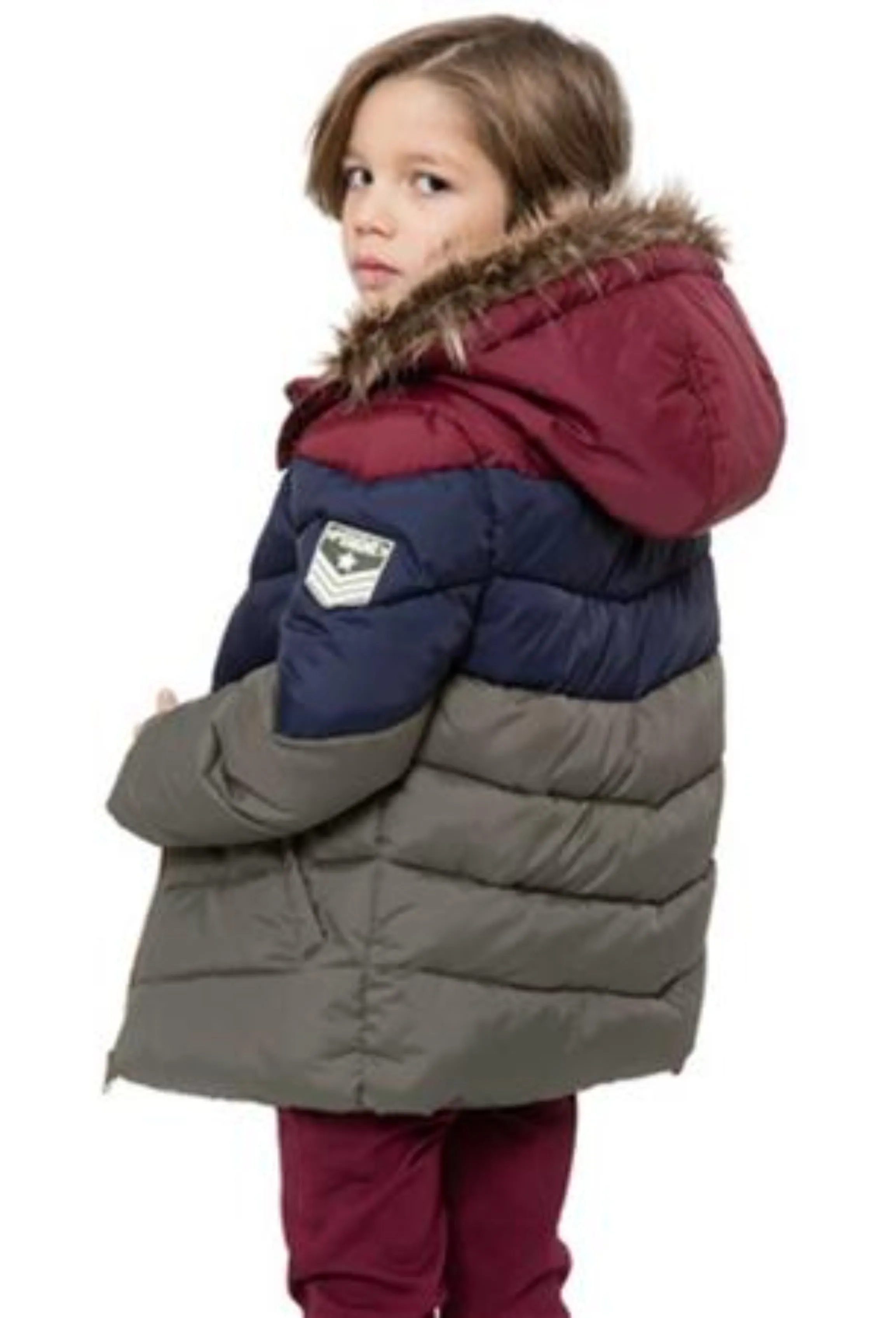 3POMMES Boys Travel Boy Multi Color Hooded Coat