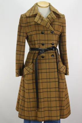 60s Connoisseur Plaid Cashmere Coat     M