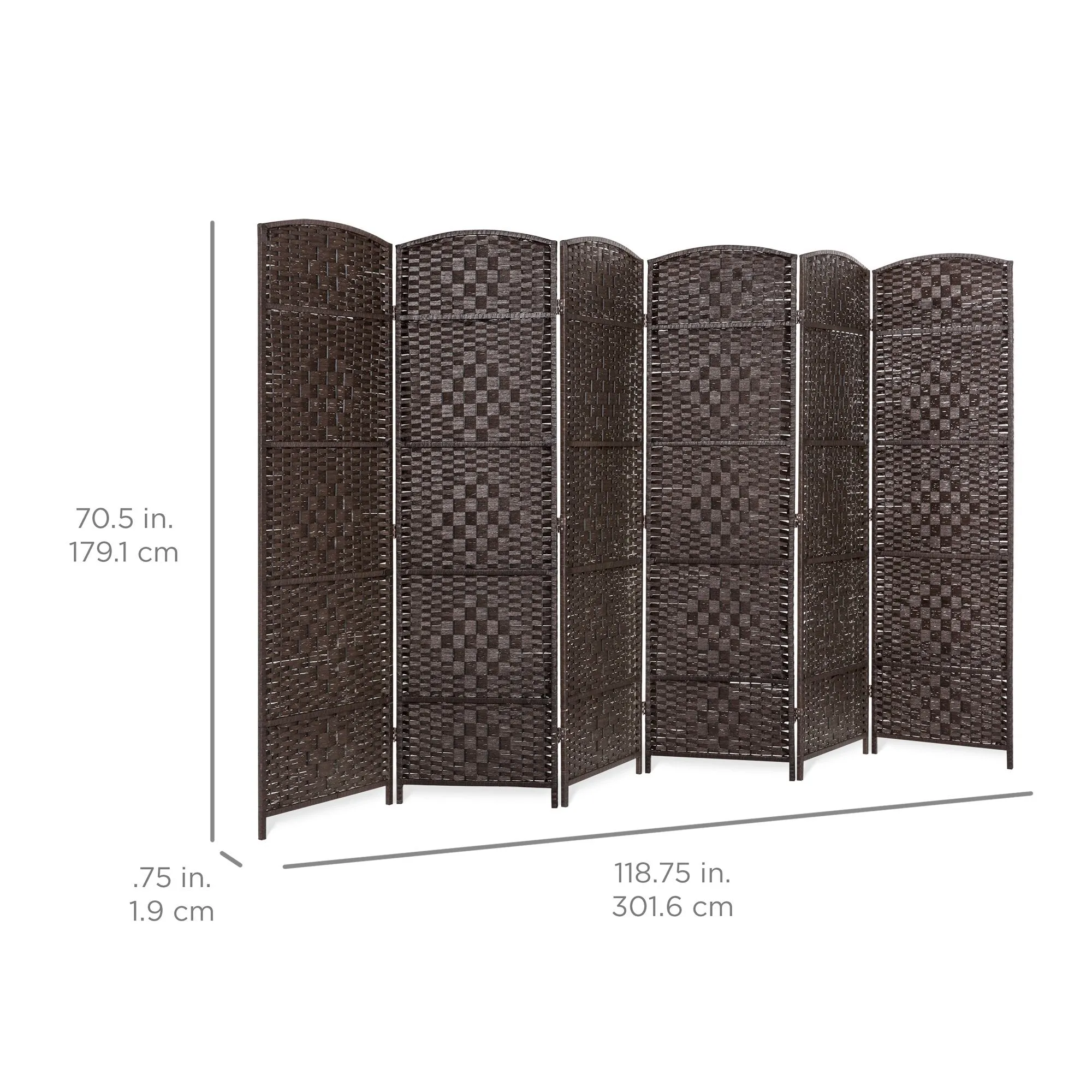 6ft Tall 6-Panel Diamond Weave Folding Room Divider Privacy Screen