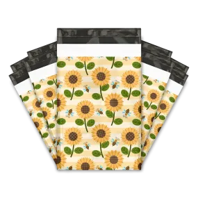 6x9" Sunflowers and Bumble Bees Designer Poly Mailers Shipping Envelopes Premium Printed Bags