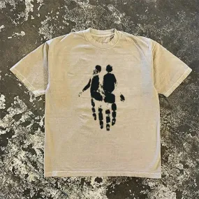 Abstract Handprint Silhouette Graphic T-Shirt