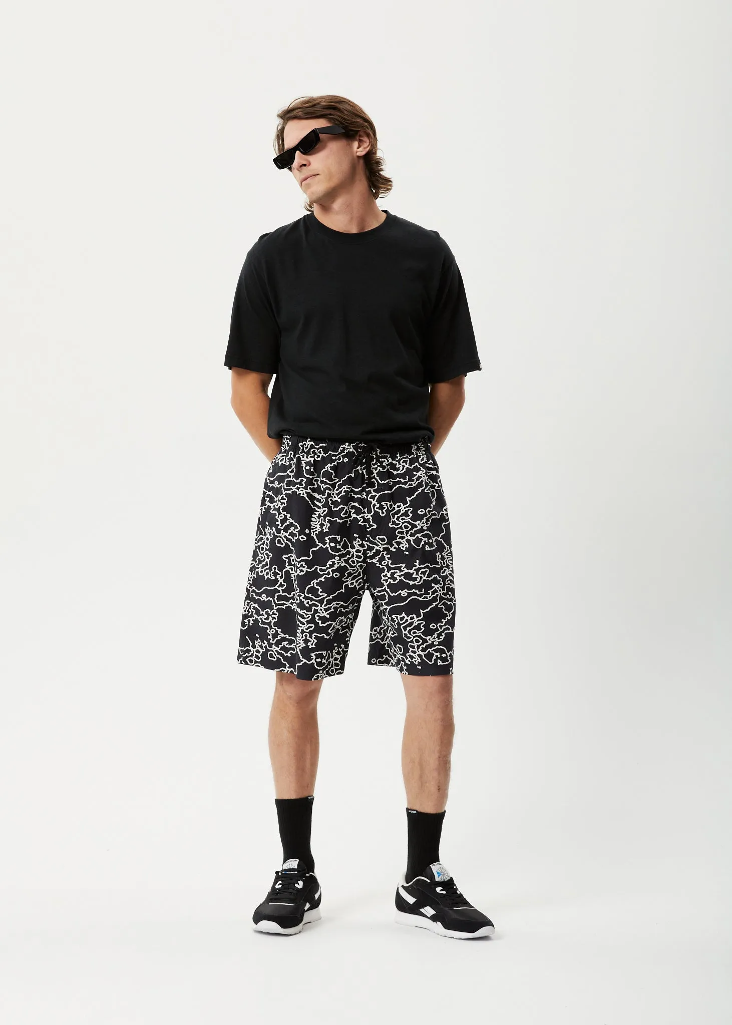 AFENDS Mens Script - Elastic Waist Shorts - Black