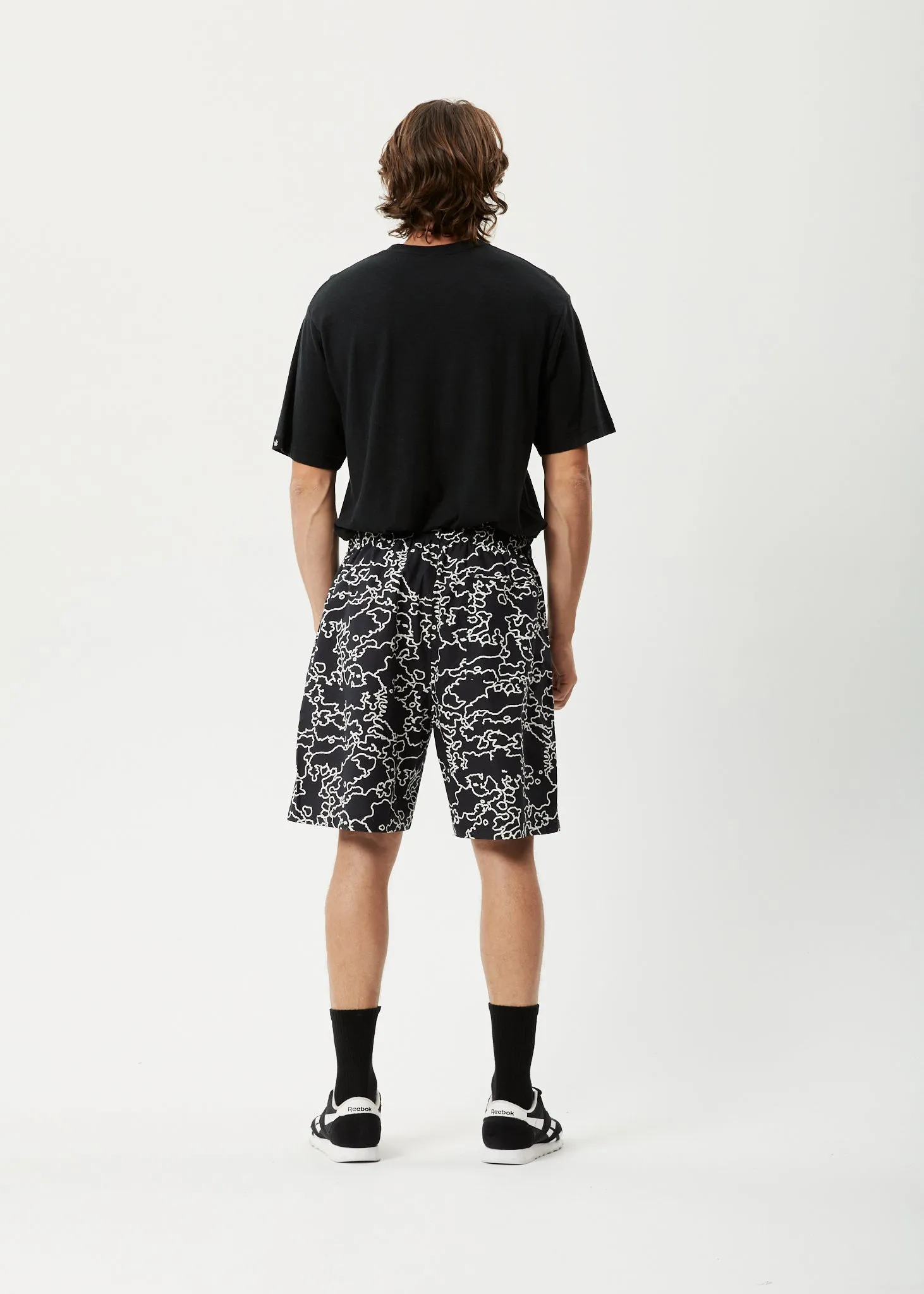 AFENDS Mens Script - Elastic Waist Shorts - Black