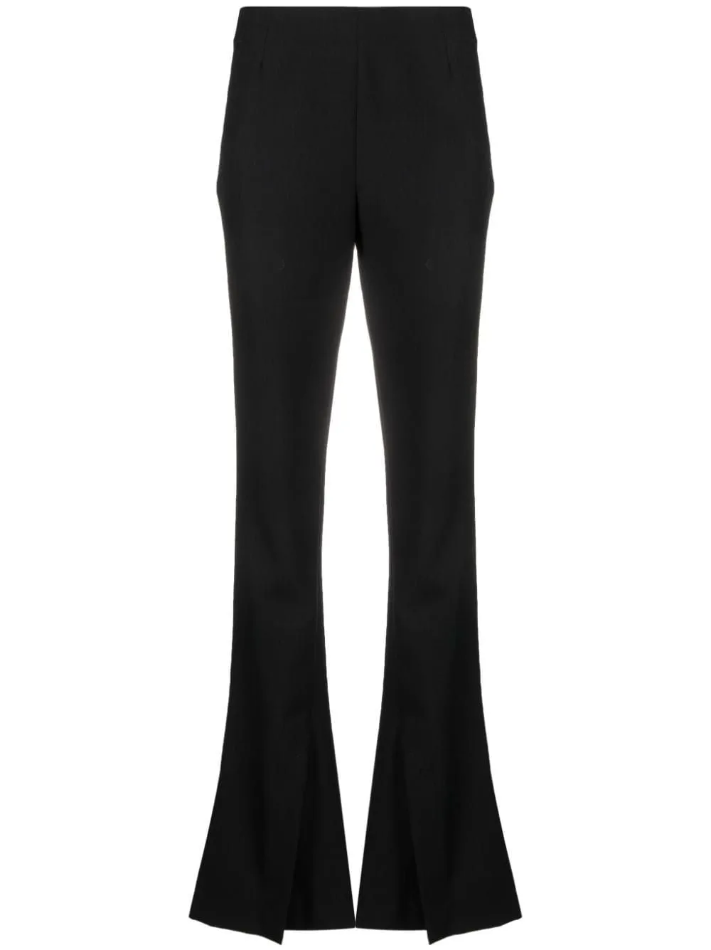 AMBUSH Black Wool Flared Trousers with Front Slit and Dart Detailing for Women