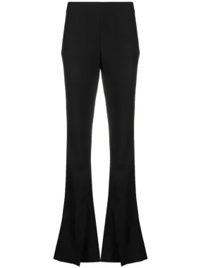 AMBUSH Black Wool Flared Trousers with Front Slit and Dart Detailing for Women