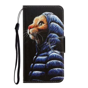 Anymob iPhone RAincoat Cat Cartoon Flip Phone Cases Magnetic Leather Wallet Back Cover