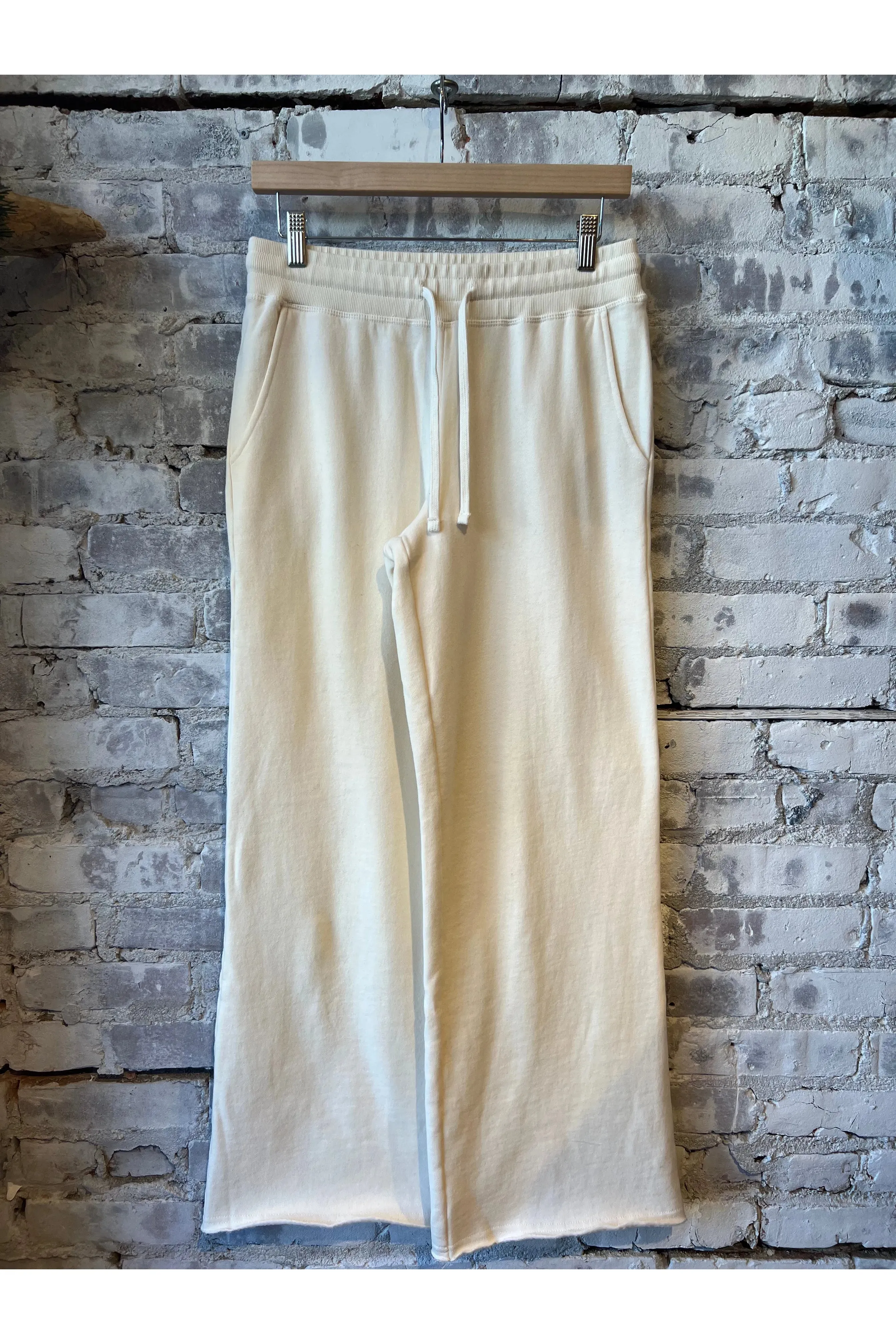 Anytime Wide Leg Sweatpants - Antique White