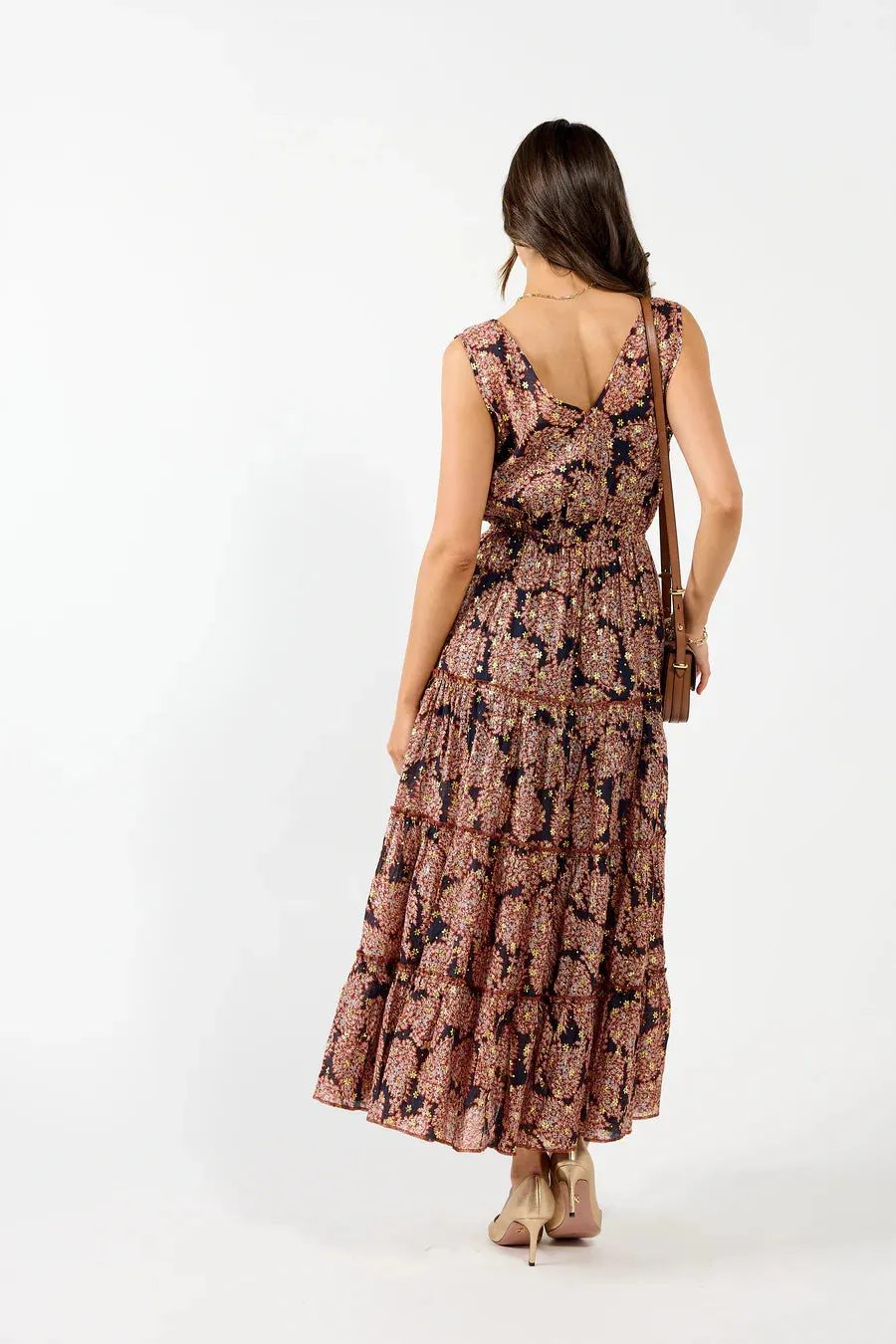 Athens Dress - Burgundy Metallic