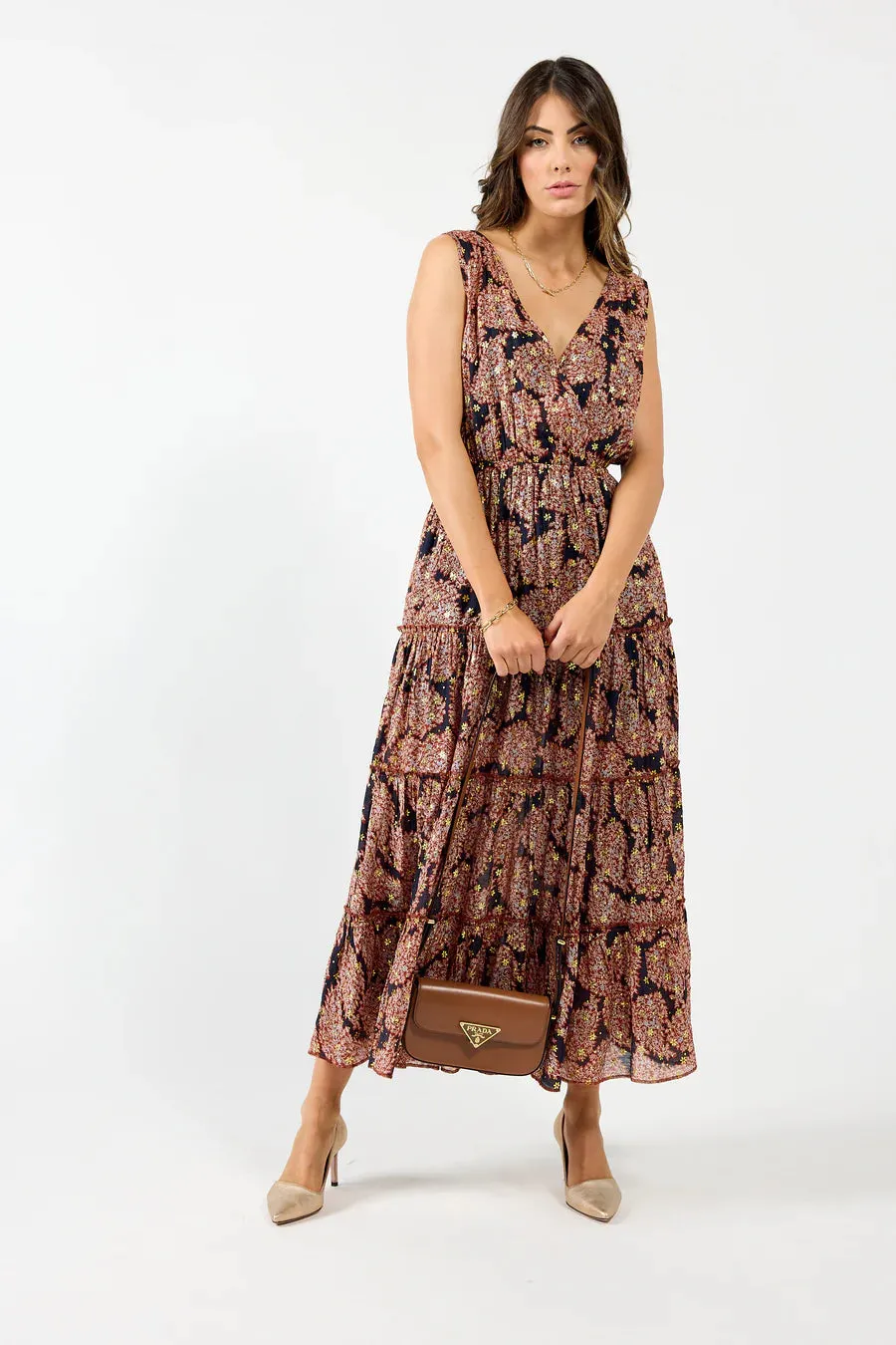 Athens Dress - Burgundy Metallic