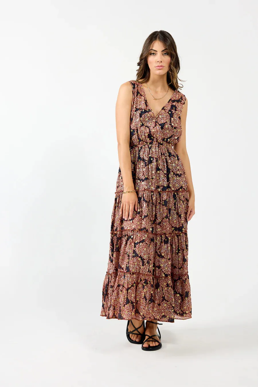 Athens Dress - Burgundy Metallic