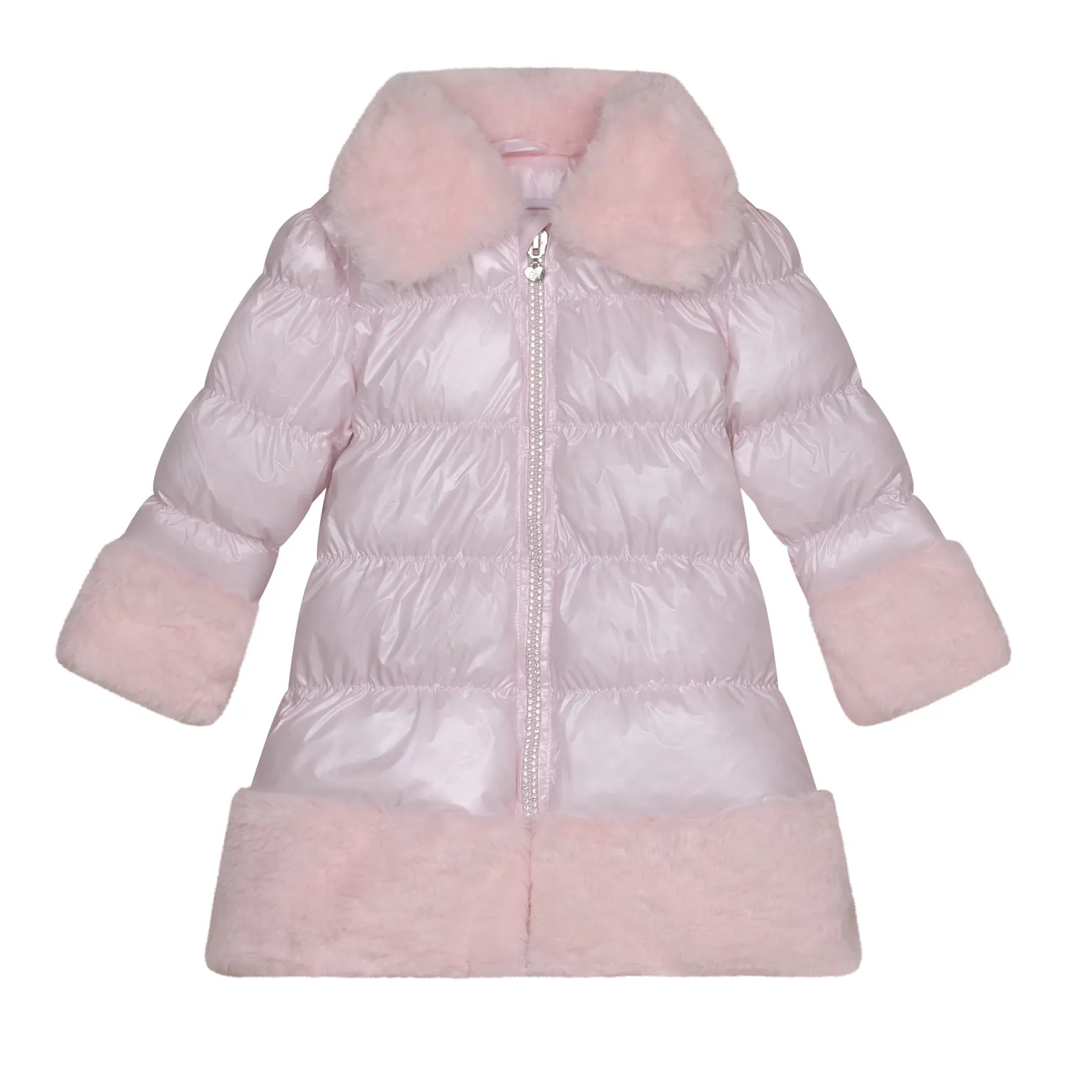 AW24 A Dee Girls Sarah Pink Fur Trim Coat