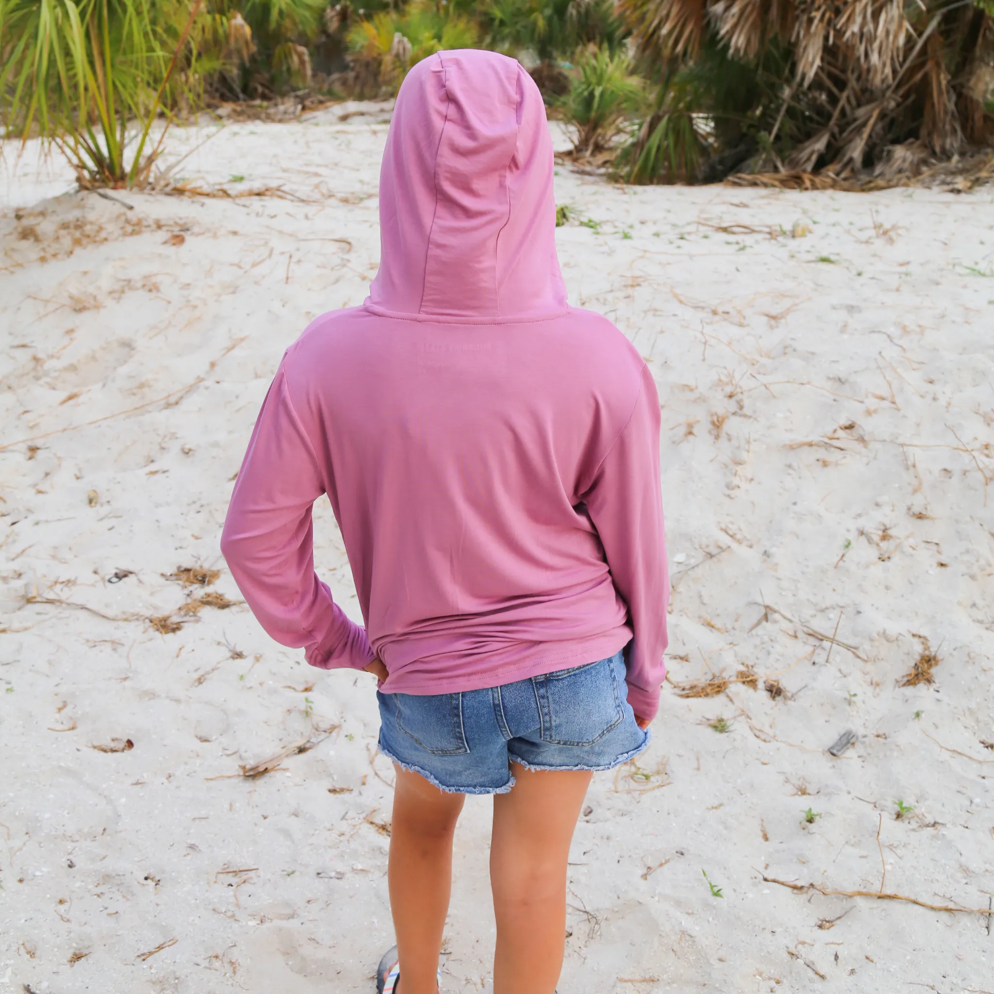 BAMBOO PRO KIDS UPF 50  HOODIE - PALM BEACH PINK