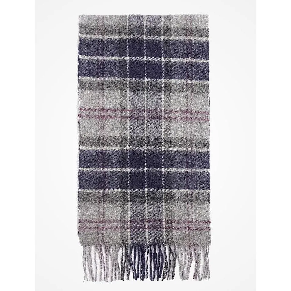 Barbour Mens Wool Cashmere Tartan Scarf Black Slate Tartan