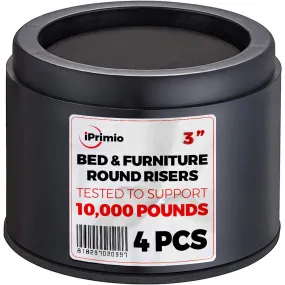 Bed Risers 3 Inch Lift, Round, Heavy Duty, 4 Pack, Up To 10000lbs - Bed Raising