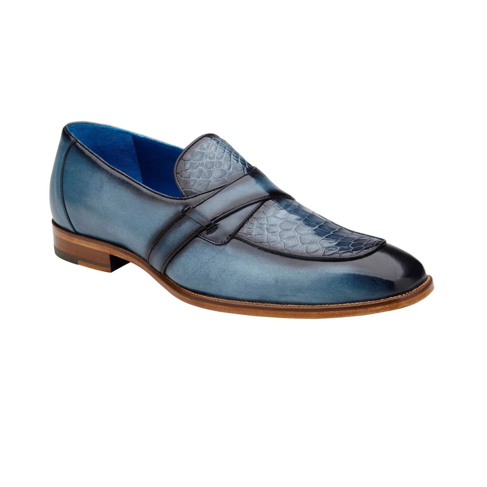 Belvedere Tornado in Antique Blue Jean American Alligator and Italian Calf Loafer