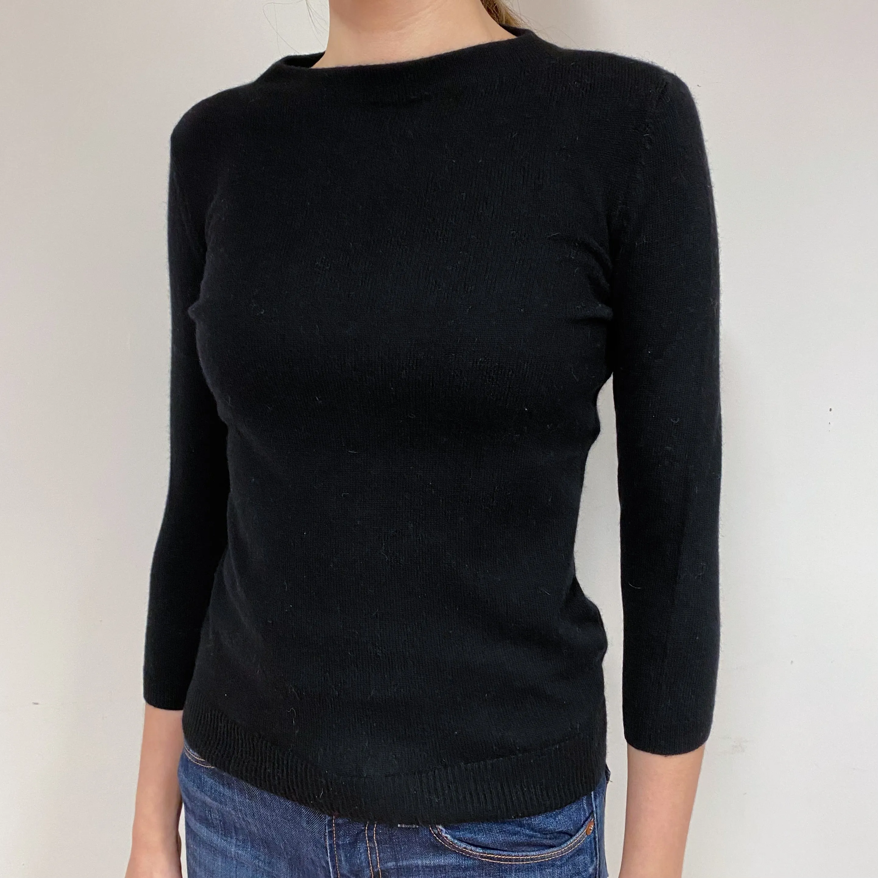 Black Cashmere Crew Neck Jumper Extra Small