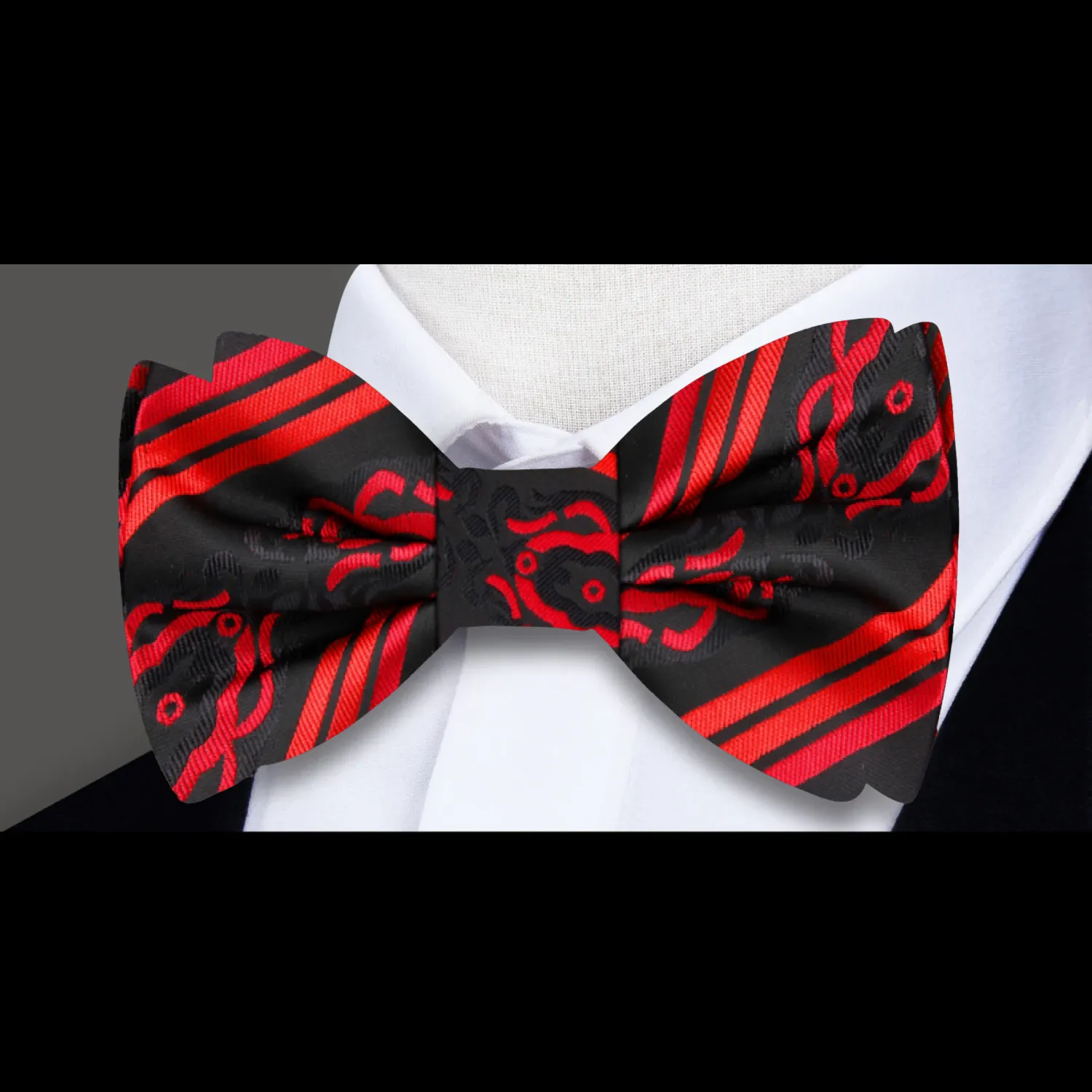 Black Red Scarab Bow Tie