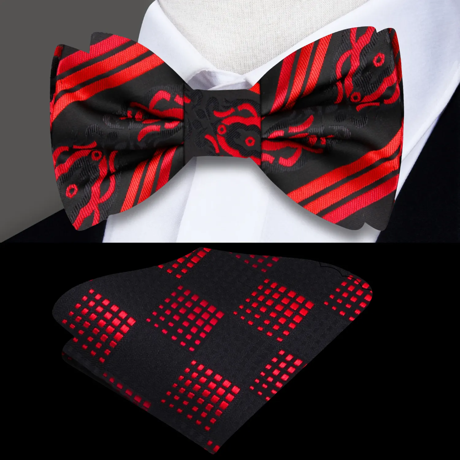 Black Red Scarab Bow Tie