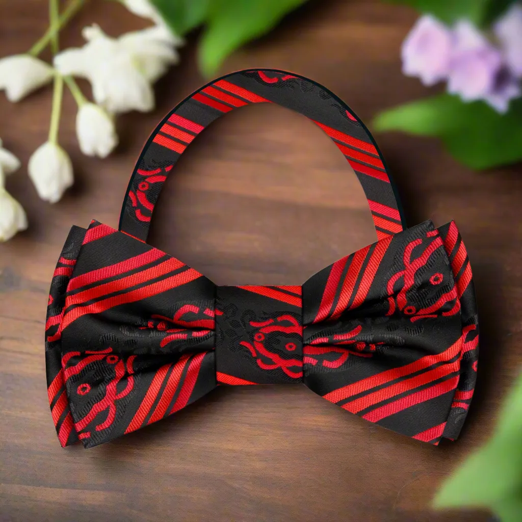 Black Red Scarab Bow Tie