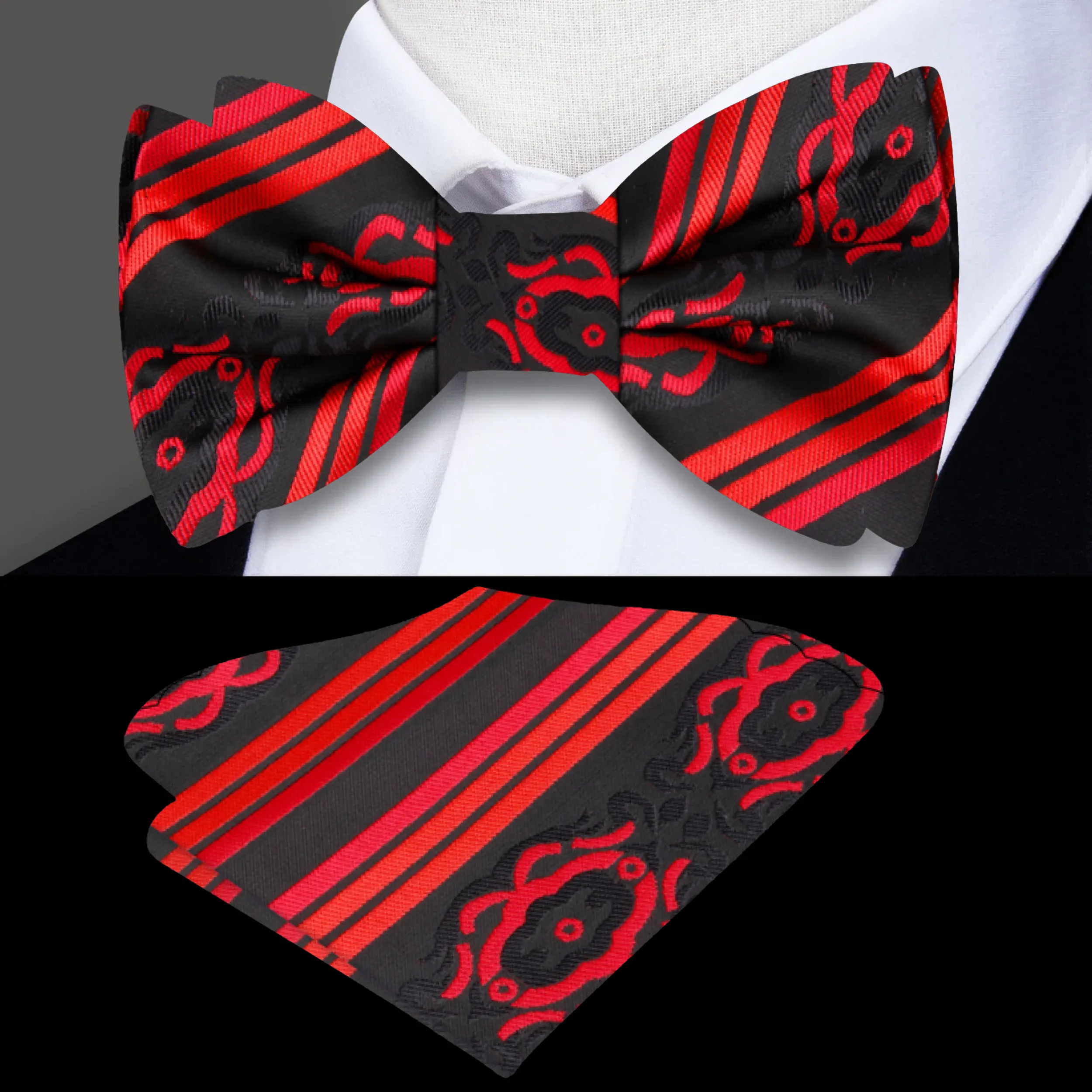 Black Red Scarab Bow Tie