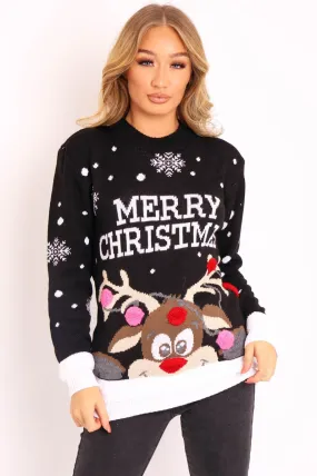 Black Rudolph Merry Christmas Jumper - Kimmie