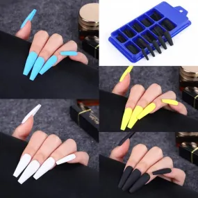 Blue Box 100Pcs Candy Solid Color Ballet Nail Trapezoidal False Nail