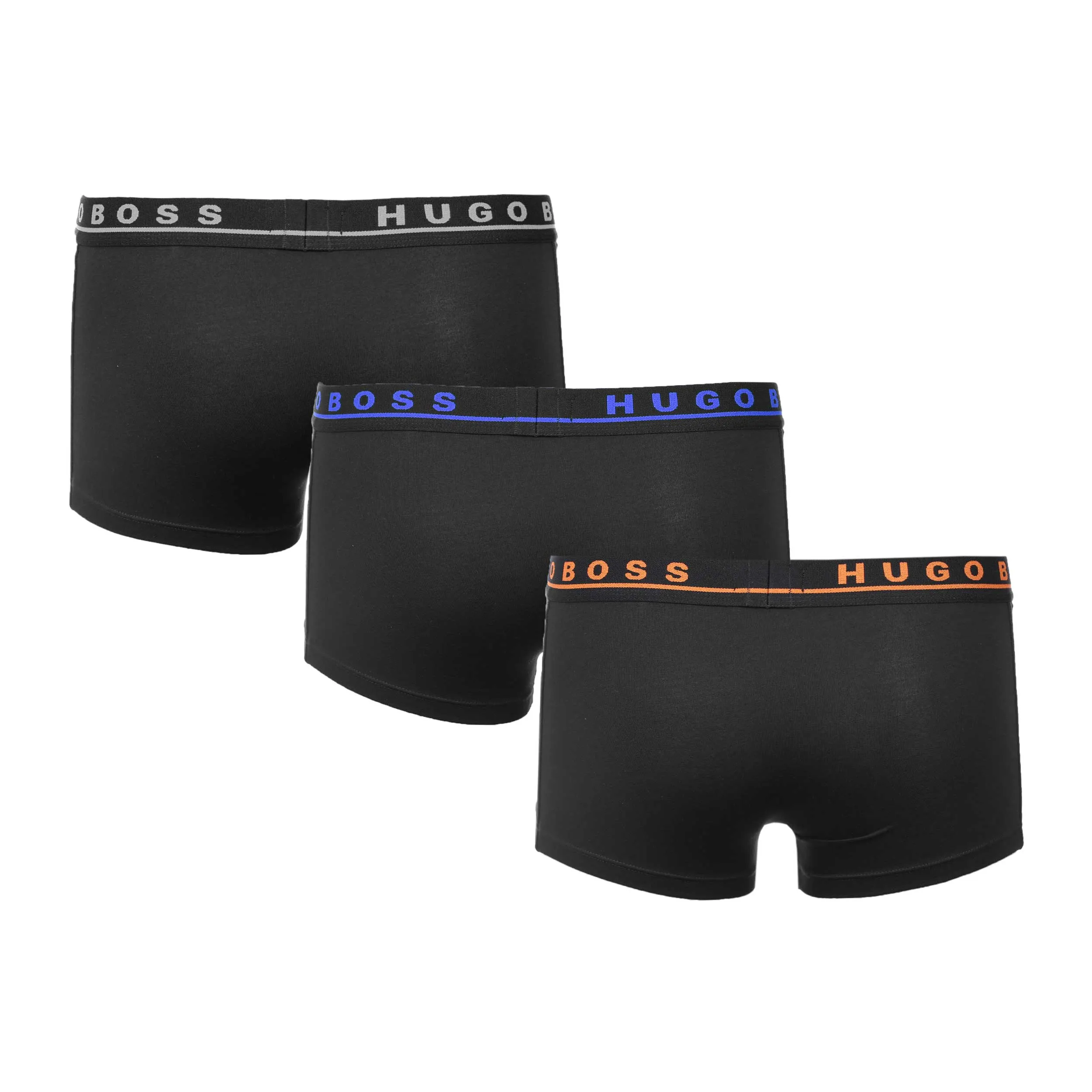 BOSS 3 Pack Trunk Underwear in Black with Orange, Blue & Grey