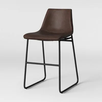 Bowden Upholstered Molded Faux Leather Counter Height Barstool Brown - Project 62