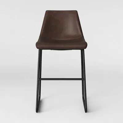 Bowden Upholstered Molded Faux Leather Counter Height Barstool Brown - Project 62