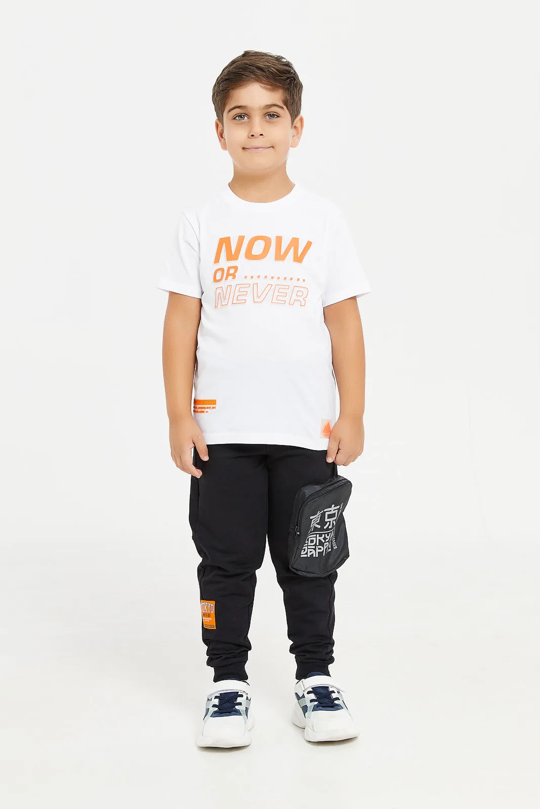 Boys Black Nylon Cargo Pocket Active Pant