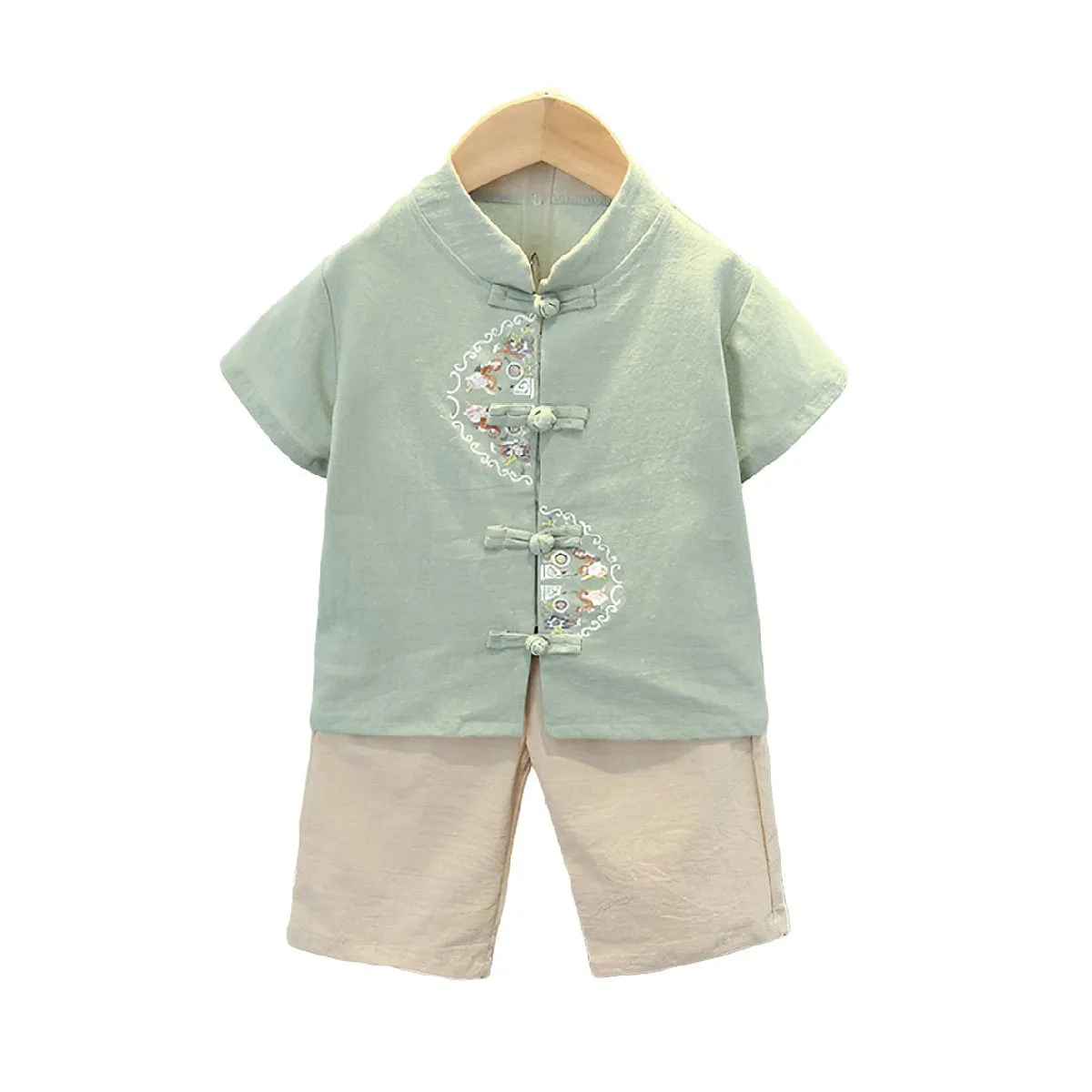 Boys Short Sleeve Hanfu Shorts Two Piece Set